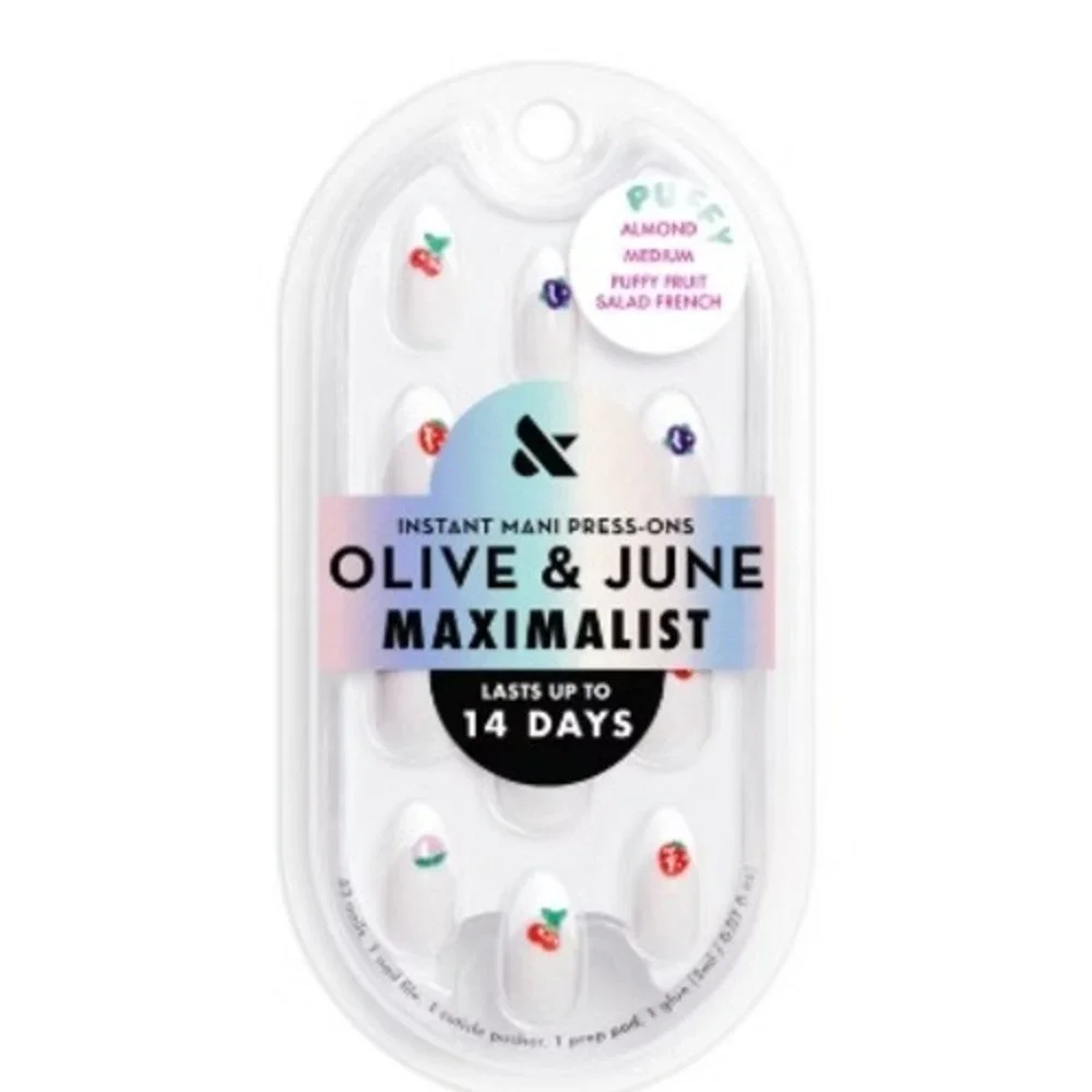 Olive & June Maximalist Press-On Nails Puffy Fruit Salad French Almond Medium